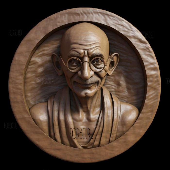 Mahatma Gandhi 4 stl model for CNC